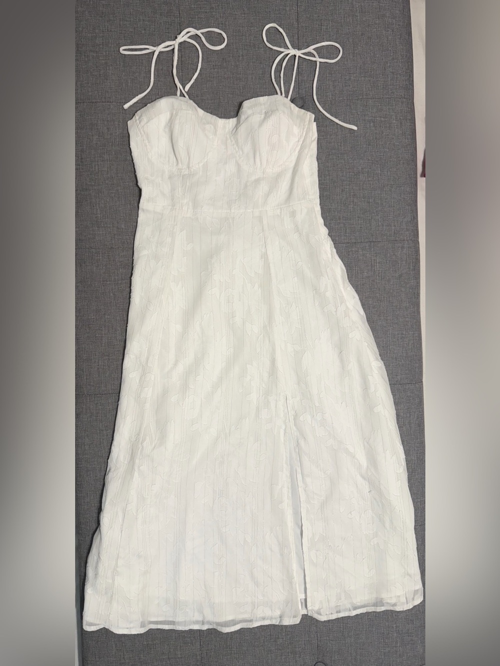 Lulu's White Strapless floral dress with slit